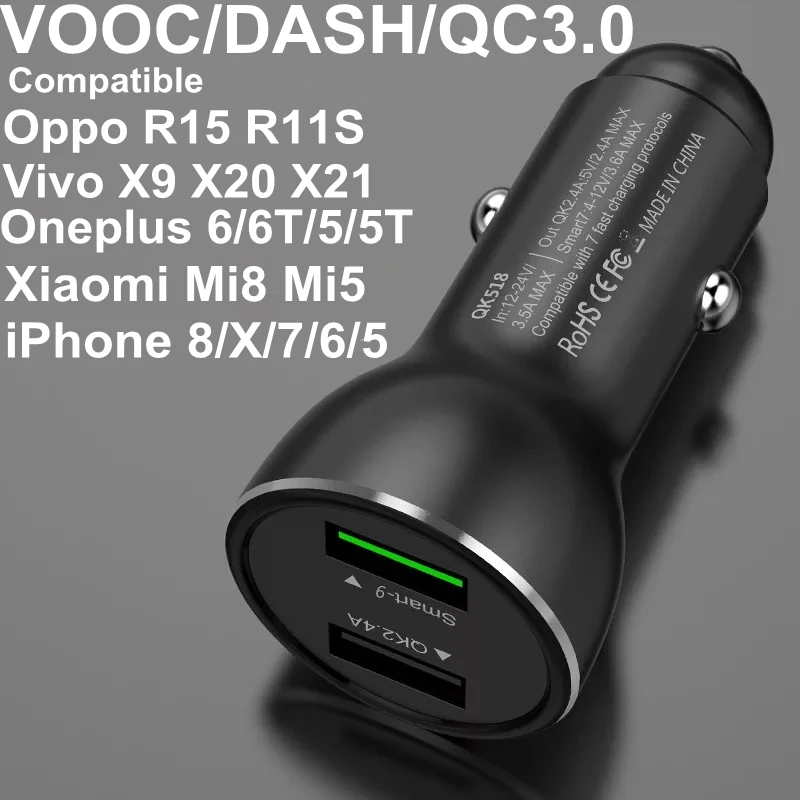 Lwizing 5V 3.6A Vooc Dash Car Charger for Oppo R15 R11 Vivo X20 X21 Oneplus 6T 6 5T 5 X One Plus Fast Quick | Мобильные телефоны и
