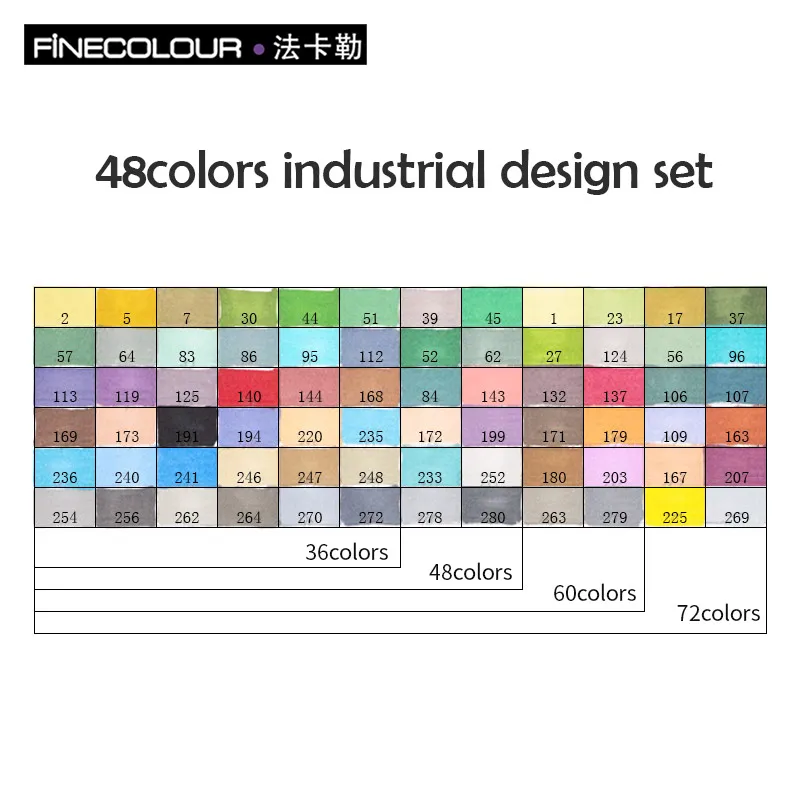 48 industrial design Finecolorour спирт искусство маркер цвет ручка художника двуглавый Эскиз Маркер 36 48 набор EF101 маркеры для рисования - Цвет: 48 industrial design