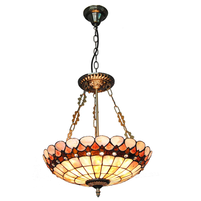 

Minimalist Tiffany Style 3 Lights Stained Cut Glass Pendant Inverted Hanging Light Creative Tiffanylamp Home Decor Fixture PL779