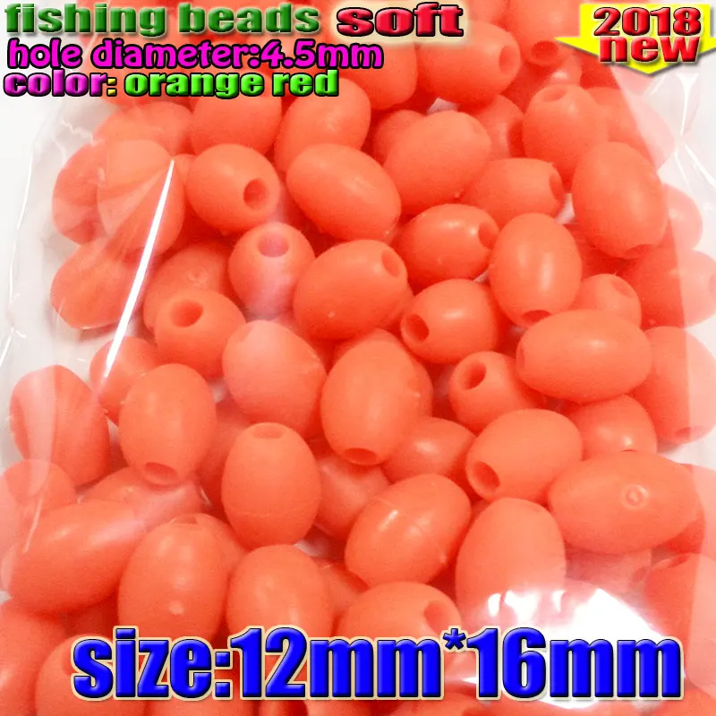 12mm-16mm 100pcs fihsing пластиковые светящиеся бусины для рыбалки светится в темноте 2*3 3*4-12*16 мм больше размер выбрать цвет оранжевый красный - Цвет: 12mm-16mm 100pcs