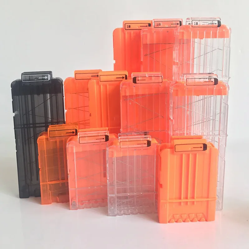 

12 Reload Clip Magazines Round Darts Replacement Plastic Magazines Toy Gun Soft Bullet Clip Orange For Nerf N-Strike