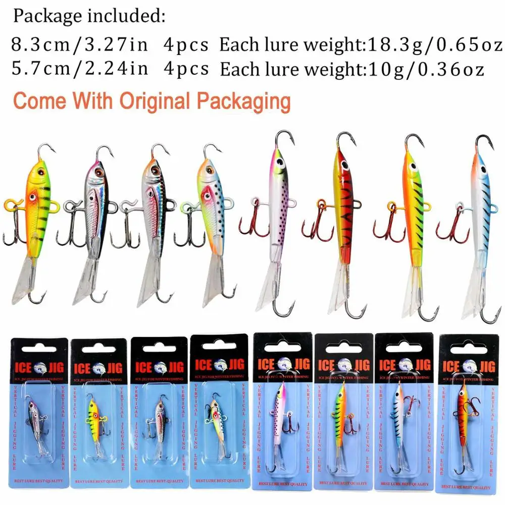 8pcs 10g and 18.3g Зимние рыболовные приманки 10 г 18,3 г льда джига молния жесткая приманка бас рыболовные снасти льда отсадки рыболовные приманки Судака - Цвет: 8pcs 10g and 18.3g