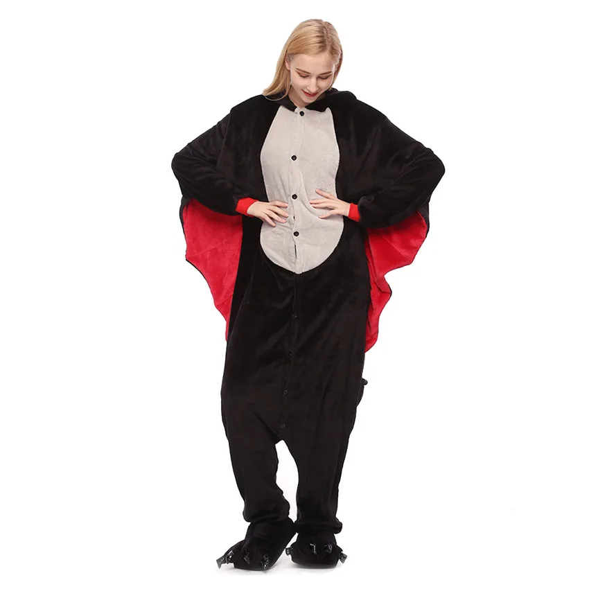 Bat унисекс с капюшоном Косплэй Onesie для Для женщин взрослых кигуруми зимняя Пижама