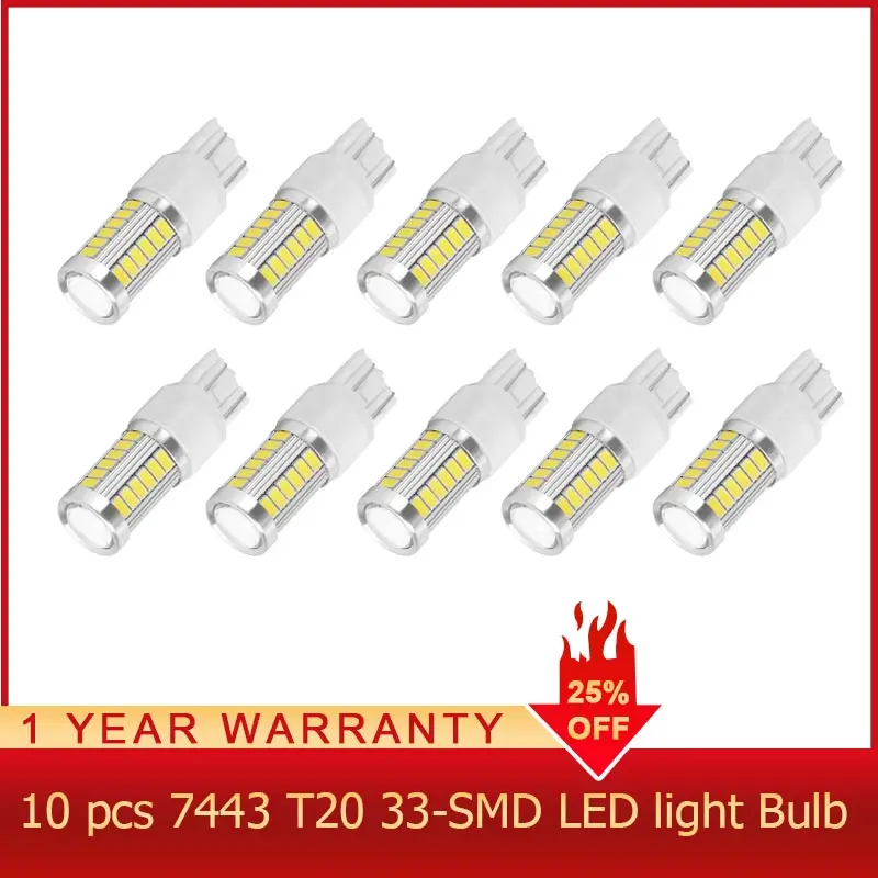 Roadot 10x Белый 7443 7440 T20 33 SMD RV Кемпер указатель поворота Стоп сигнал лампы 12 V 24 стоп