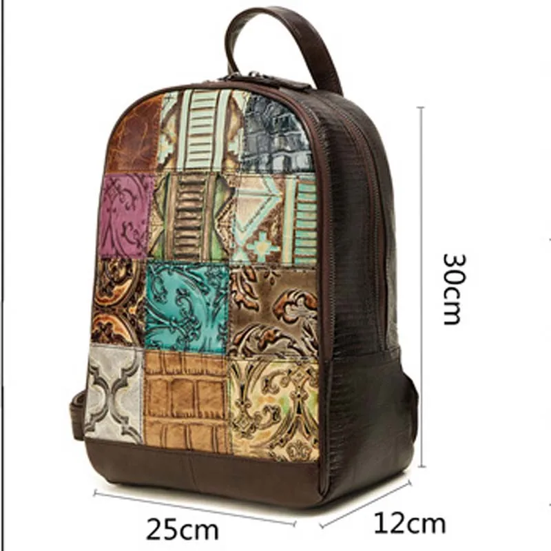 AETOO New retro European and American embossed leather bag first layer cowhide shoulder female backpack | Багаж и сумки