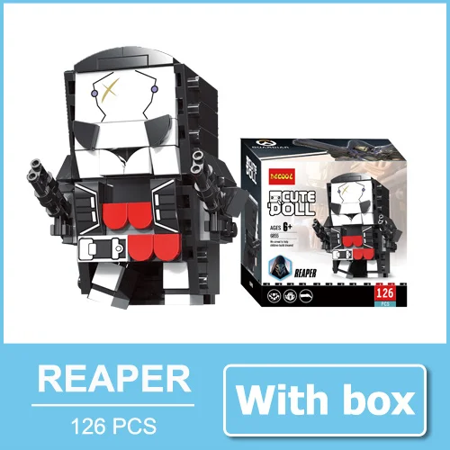 REAPER with box За просмотром Tracer Hanzo Mccree Dva игрушки экшн-фигурки блочные фигурки игра персонажи фигурки игрушка подарок для мальчика Мужчины - Цвет: REAPER with box