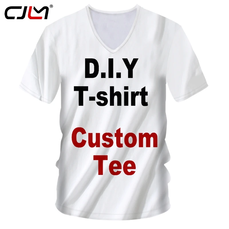 CJLM 3D печать Diy индивидуальный дизайн тенниска с треугольным вырезом хип хоп
