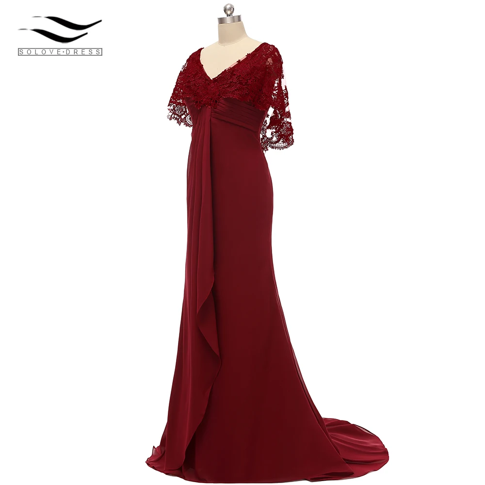 Женское кружевное шифоновое платье до пола для матери невесты с V-образным