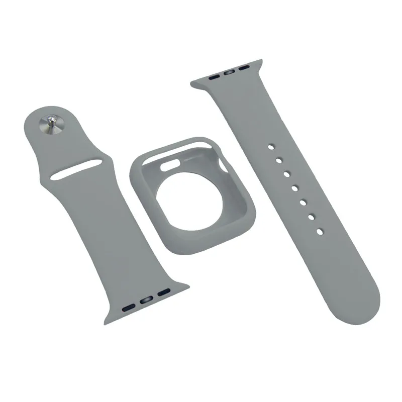 Light gray Мягкий силиконовый ремешок для наручных часов Apple Watch полос 4/3/2/1 Спортивный браслета из нержавеющей стали смарт-браслет для наручных часов iwatch, 44/42/40/38 мм аксессуары ремень - Цвет ремешка: Light gray