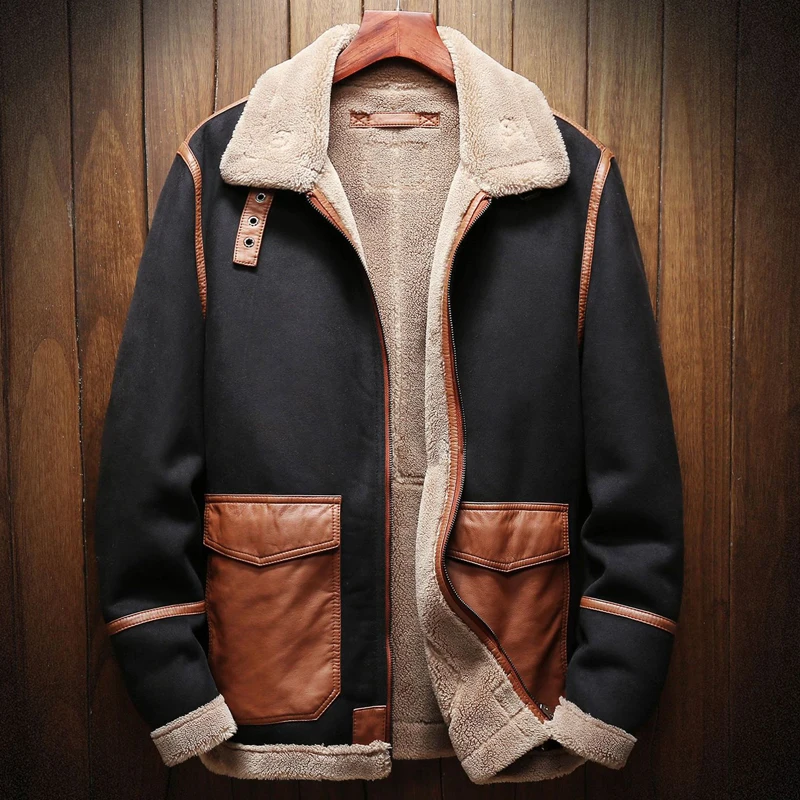 

Mens Faux Fur Coats Automotive Overcoats Velvet Autumn and Winter Season Mens Faux Fur Leather Jacket Coats Plus Size 5XL