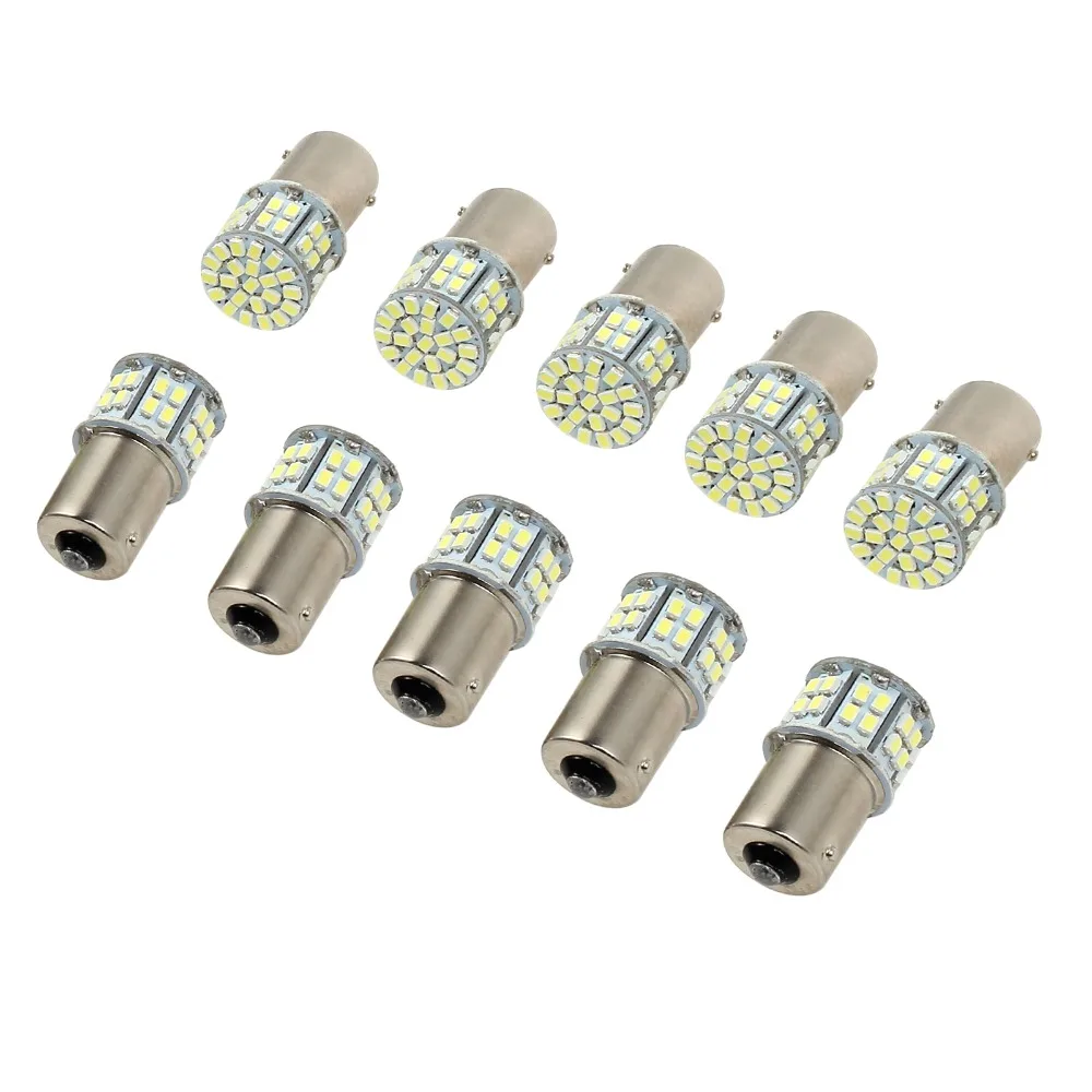 Autoutlet 10 шт для 1156 SMD светильник 6000-7000k 50 SMD светодиоды BA15S яркий 1156 тормоз заднего хода светильник лампочки глобуса лампы 12V 3W