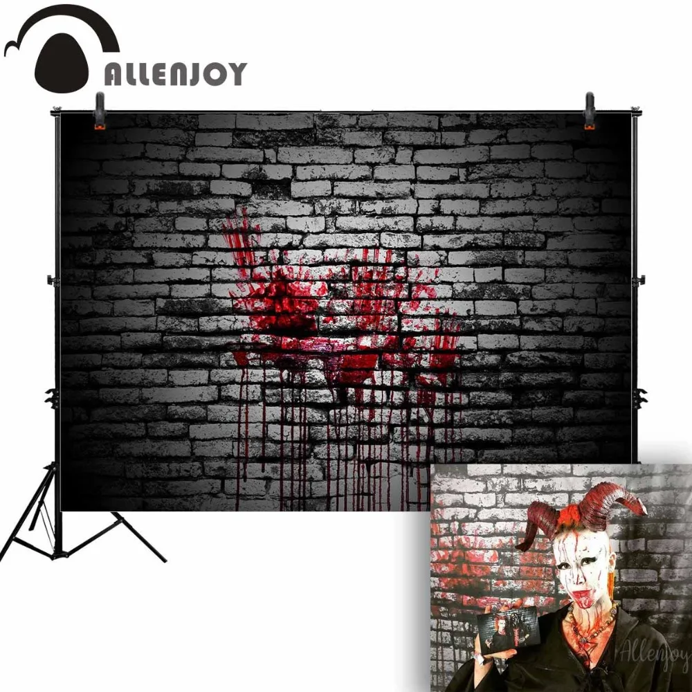 Allenjoy Хэллоуин кирпичная стена фотография Фон ужас темная кровь ручной фон