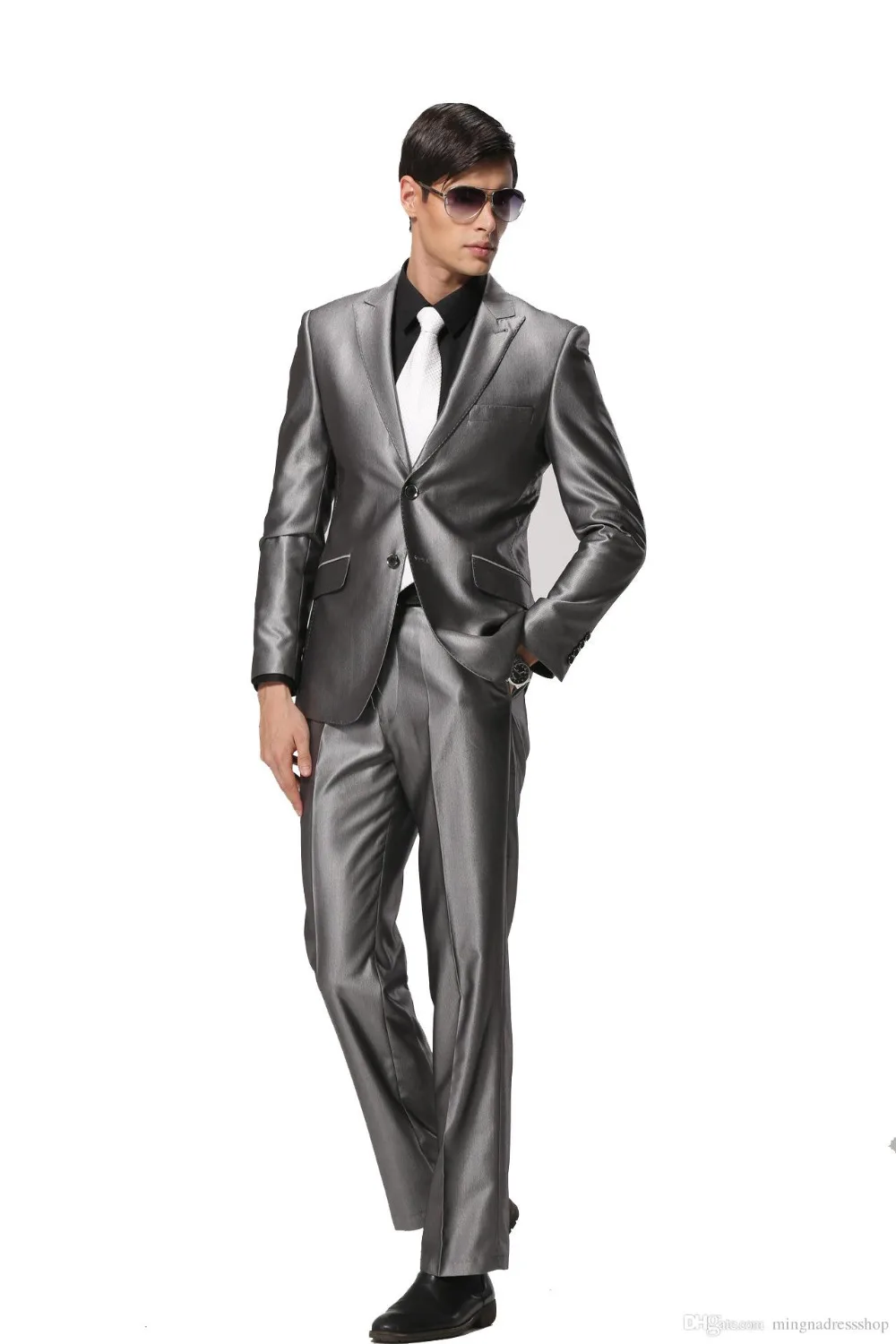 Новое поступление мужские костюмы приталенные на заказ модные серебристые серые