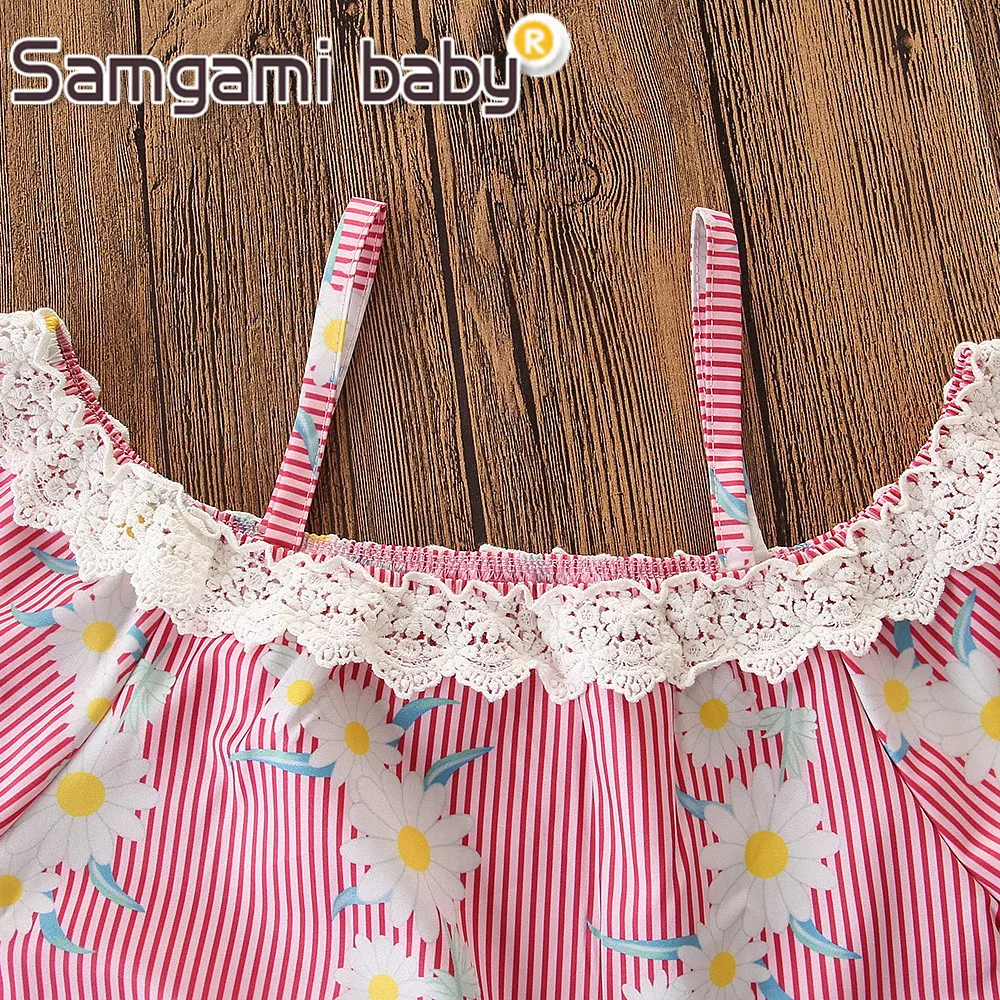 SAMGAMI/комплект летней одежды для маленьких девочек топы с короткими рукавами +