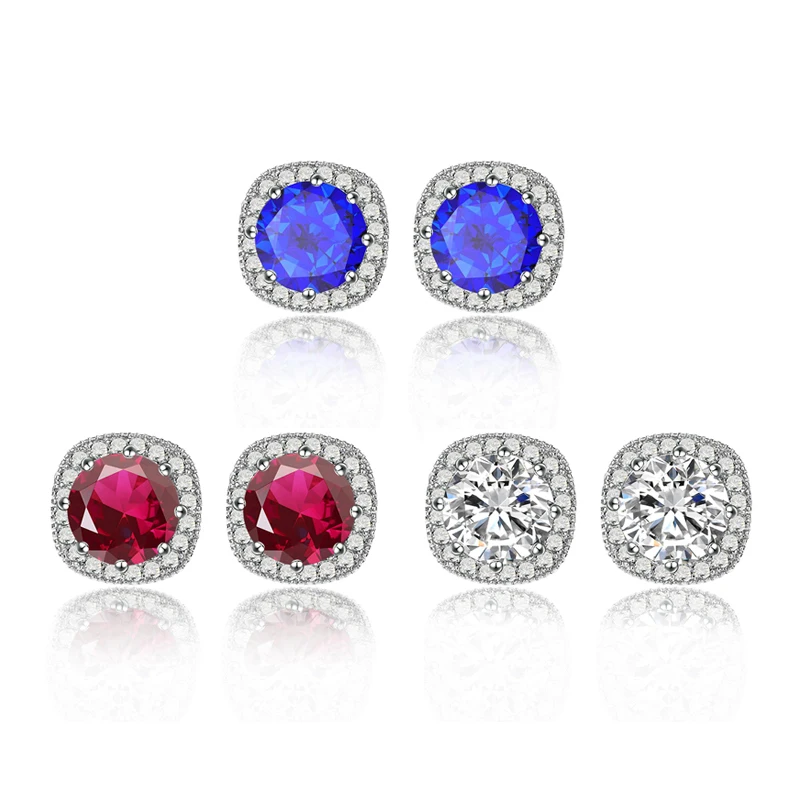 9.5mm Fashion Women earrings AAA Cubic Zircon Copper Micro setting CZ stones Stud | Украшения и аксессуары