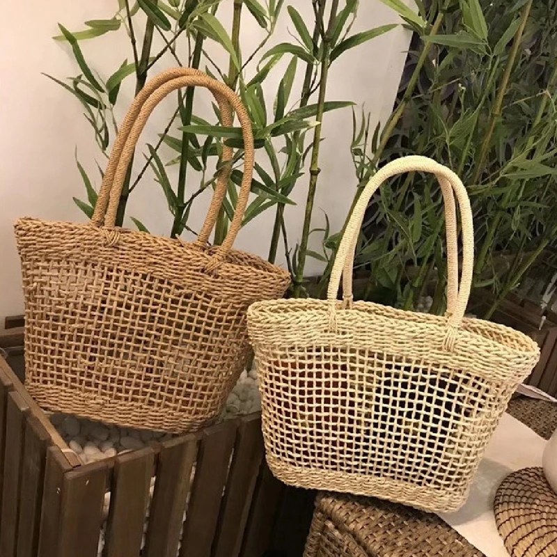 

Плетеная Сумка из ротанга и соломы, Женская плетеная корзина, модная летняя пляжная большая сумочка