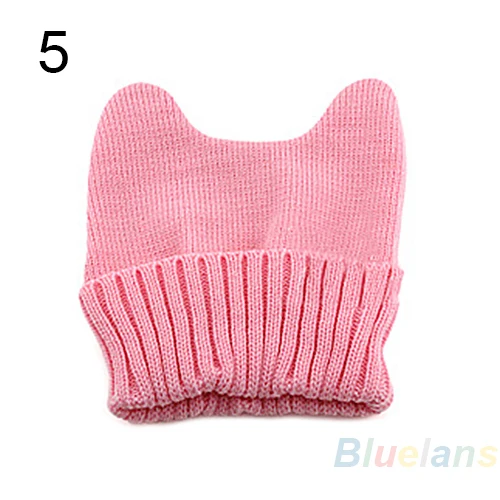 Модная мягкая Милая женская теплая зимняя вязаная шапка в форме кошачьих ушей