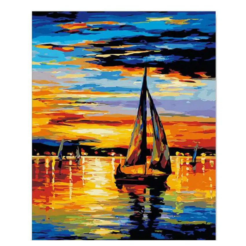 scenery painting 12 УИН, прогулки по улице, абстрактная живопись, сделай сам, цифровой пейзаж, живопись по номерам, Современная морская настенная художественная картина для домашнего декора - Цвет: scenery painting 12