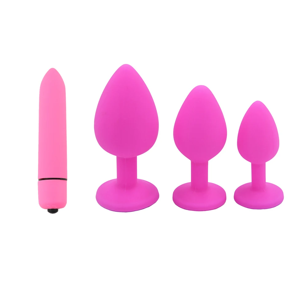 4 шт. Вагина шарики силиконовые Анальная пробка + фаллоимитатор вибратор взрослые