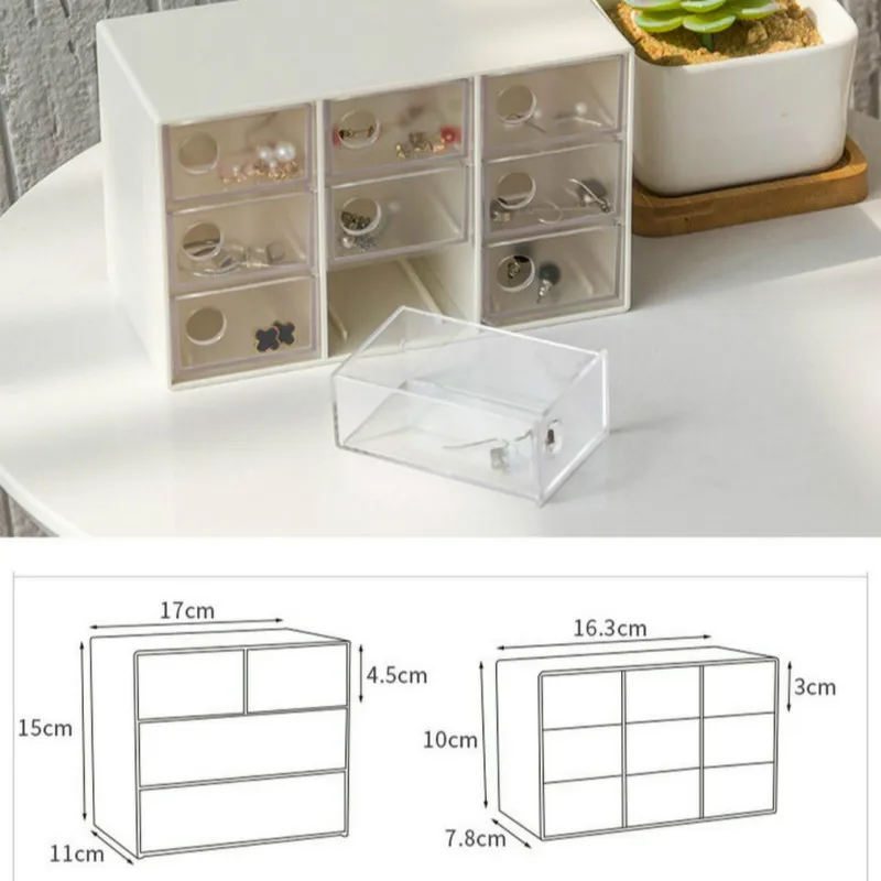 

Desktop Jewelry Storage Box Transparent Plastic Storage Box Cabinets for Small Objects Makeup Organizers Sundries Storage Box