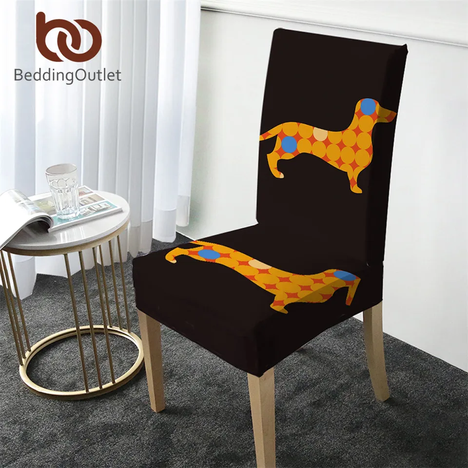 BeddingOutlet чехол на стул таксы красочный щенок из спандекса мультяшный сиденье для