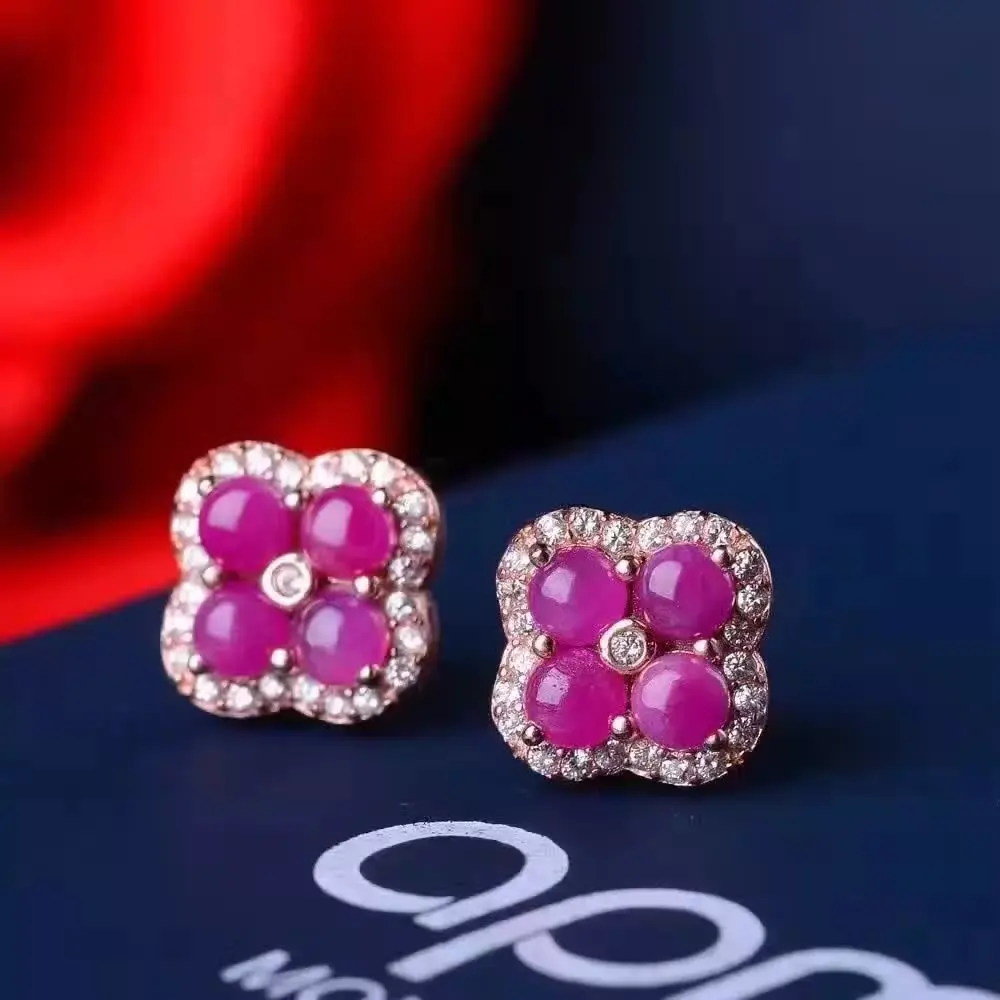 Женские серьги-гвоздики с рубинами Fidelity вечерние серьги из серебра 925 пробы