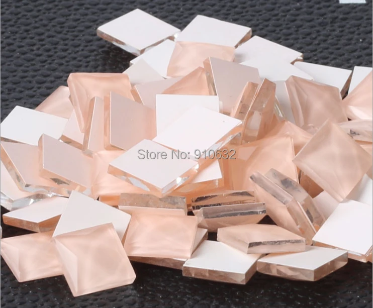 1000 шт. 8 мм квадратные желеобразные кристаллы цвета шампанского с плоской задней