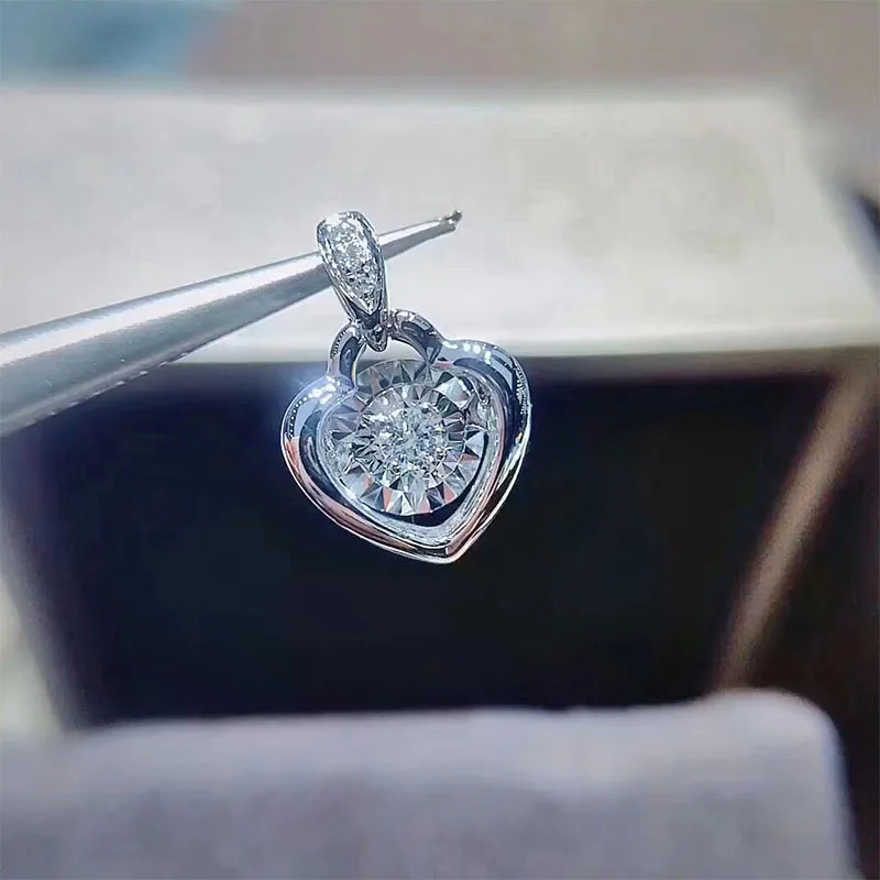 ANI 18 K твердый кулон из белого золота ожерелье SI 0,068 ct настоящие натуральные ювелирные изделия из чистых бриллиантов Женское Обручальное ожерелье подарок на день рождения