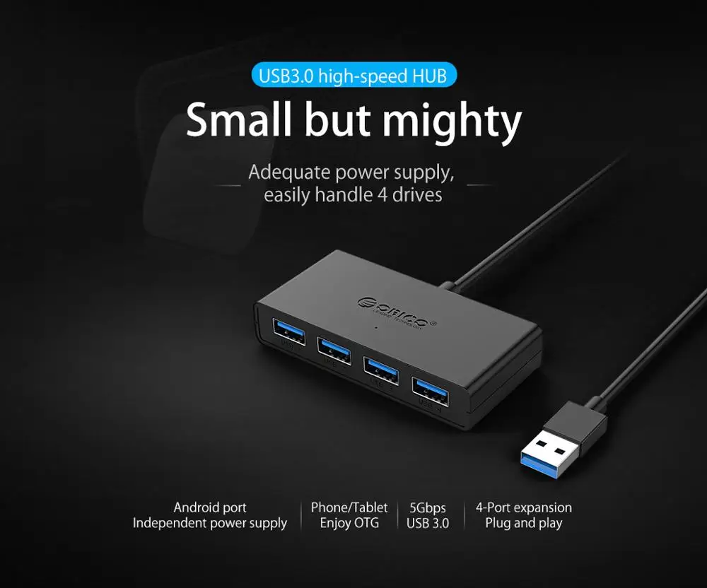 ORICO высокоскоростной 4 порта USB3.0 концентратор USB порт USB микро порт концентратор зарядный концентратор USB разветвитель для Apple Macbook Air ноутбук ПК планшет