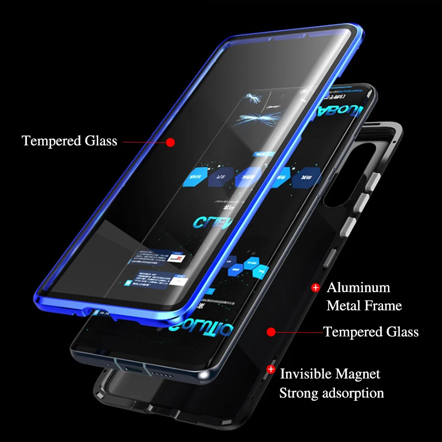 P30Pro Передняя Задняя изогнутая 360 стеклянная Магнитная Адсорбция металлический