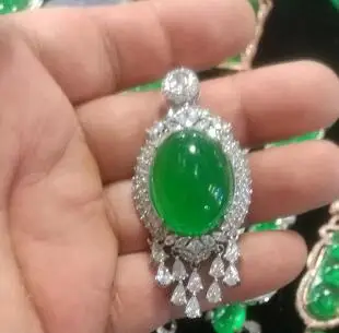 

S925 special priced pure silver mosaic violet big egg noodles Emerald Pendant natural Burma