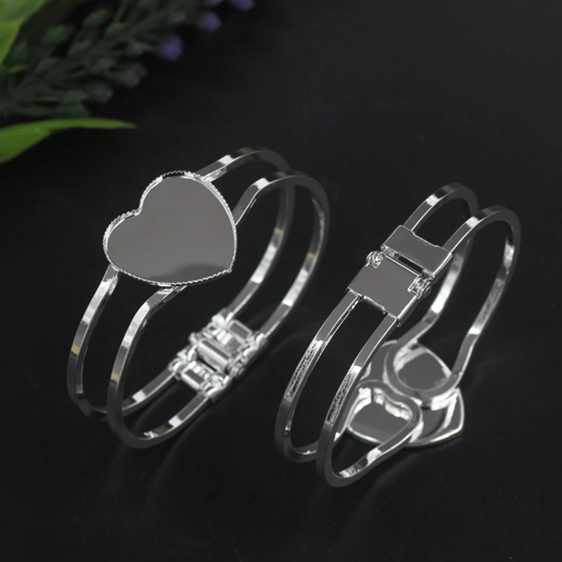 High Quality 15mm 6 Color Copper Material Bangle Base Bracelet Blank Findings Tray Bezel Setting Cabochon Cameo(08107