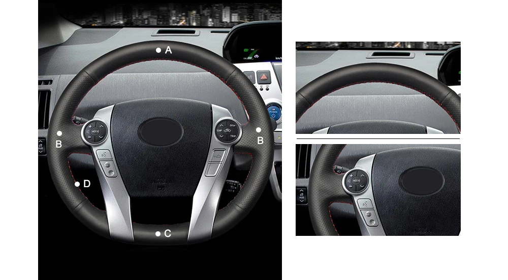 MEWANT Натуральная Кожа Замша Чехол рулевого колеса автомобиля для Toyota Prius 30(XW30) 2009- Prius C(US) 2012- Prius V(US) 2012