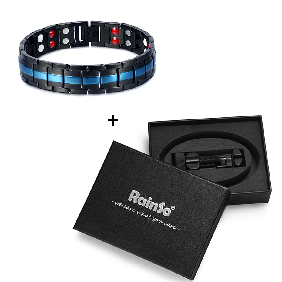 bracelet set Rainso Магнитный FIR Bio Energy Магнитный браслет для артрита мужские браслеты из нержавеющей стали аксессуары Прямая поставка - Окраска металла: bracelet set