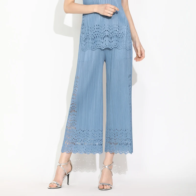 Женский плиссированный костюм из двух предметов Changpleat Однотонные эластичные