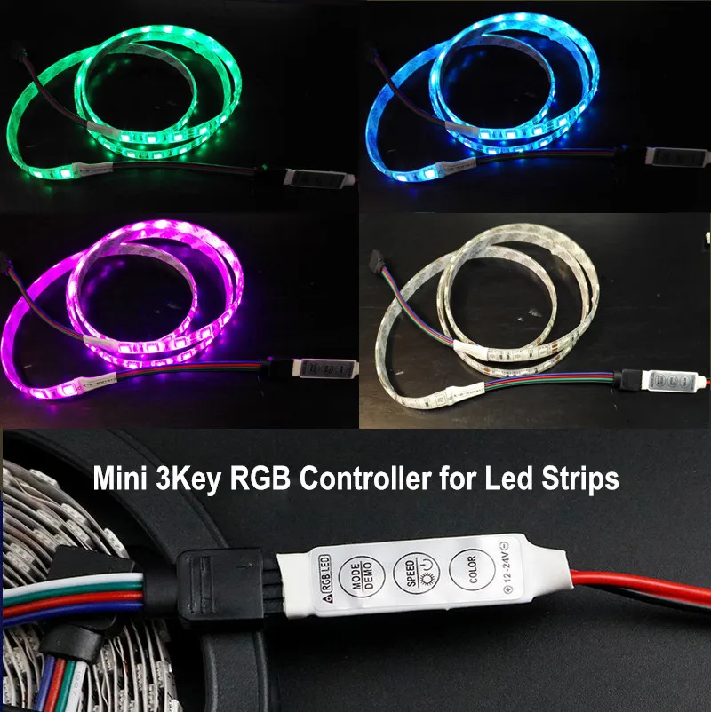Бесплатная доставка 5 шт. 12 в пост. Тока Мини 3 клавиши RGB Led контроллер диммер для SMD