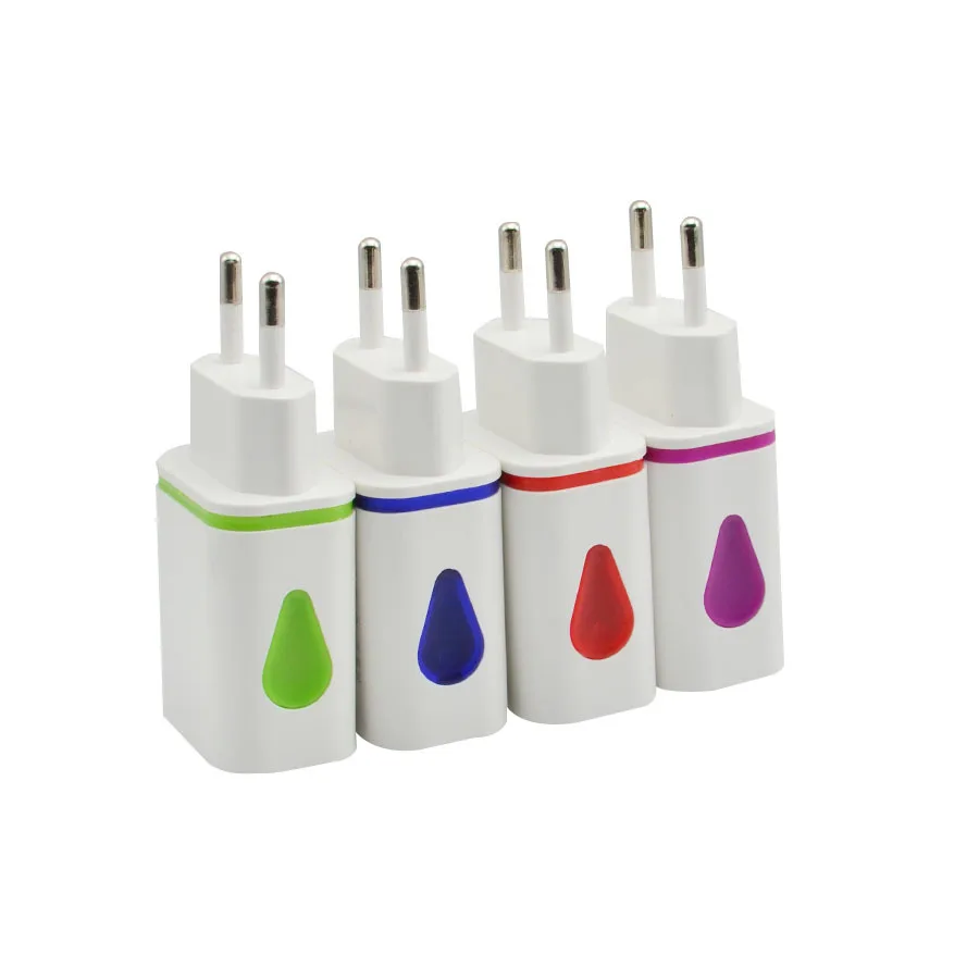 Светодиодный USB 2 порта, настенный адаптер для домашнего путешествия, зарядное устройство переменного тока, штепсельная вилка стандарта США и ЕС для S7, для Galaxy S5, Note4, N9000, iphone5, 6, 7 plus, зарядное устройство