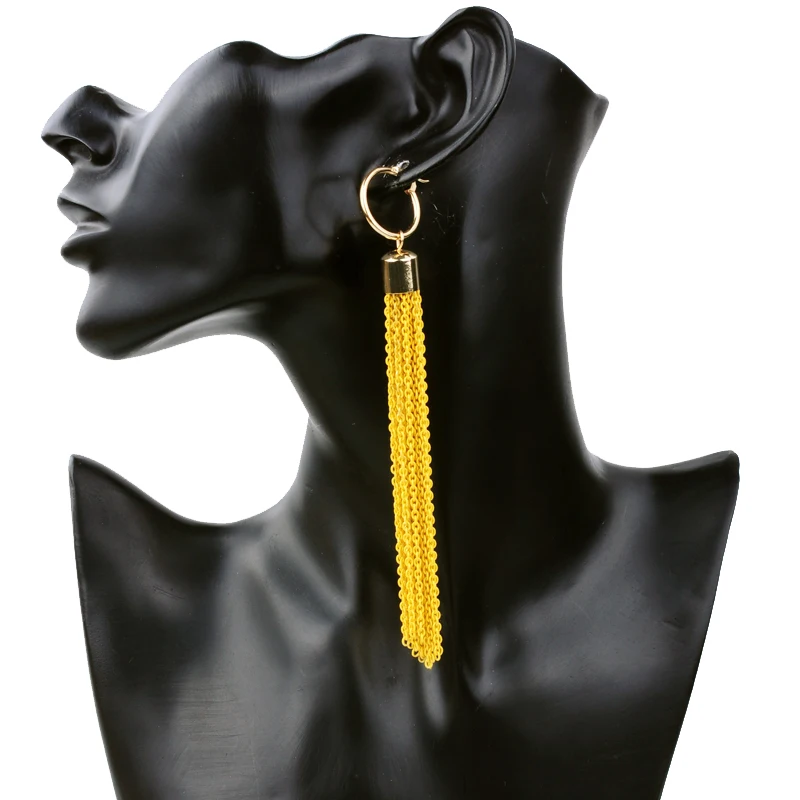 Горячая Распродажа простые Стильные длинные массивные серьги с цепочкой и