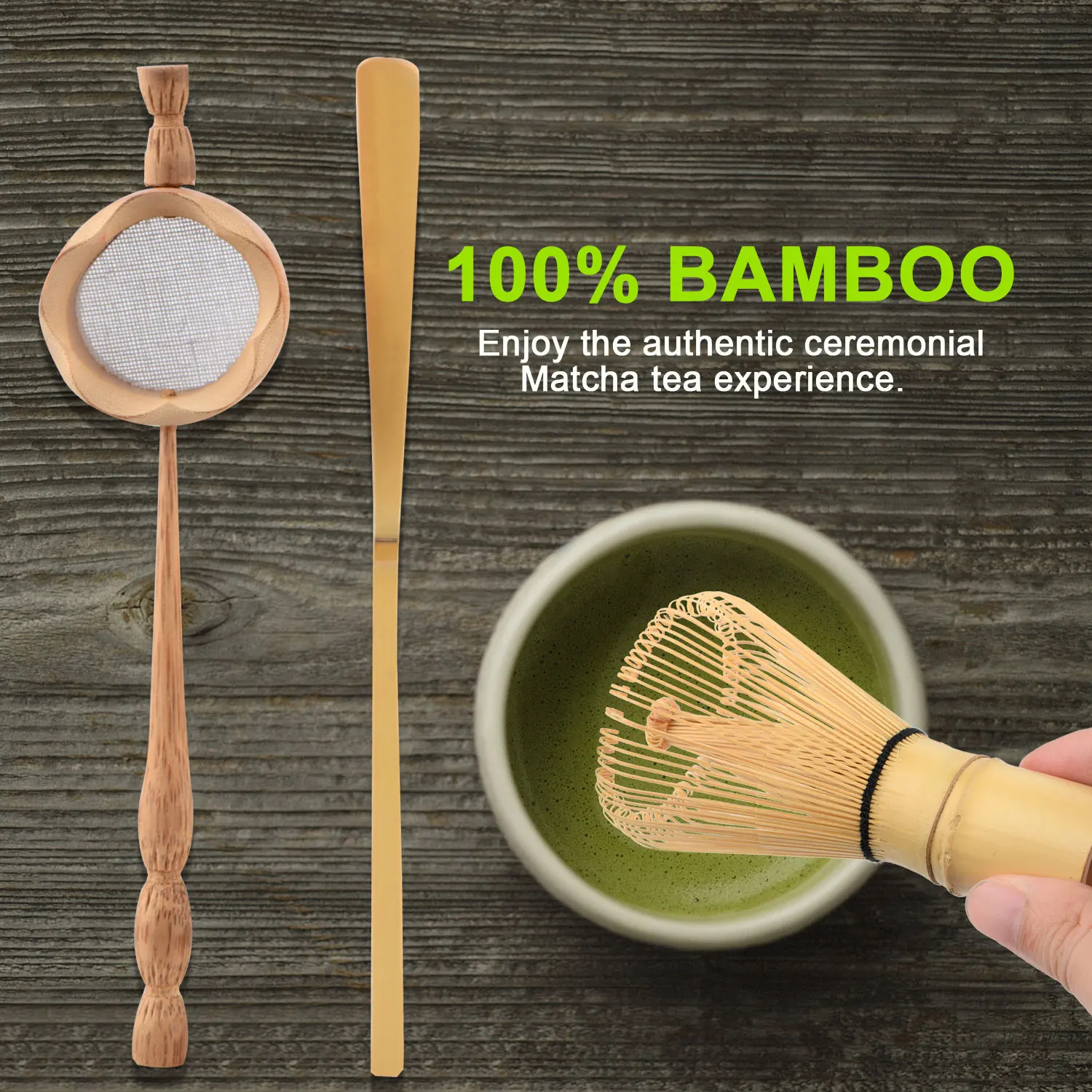 3pcs Natural Bamboo Tea Strainer Matcha Whisk Brush Green Tea Powder Whisk Scoop Set Japanese Teaware Ceremony