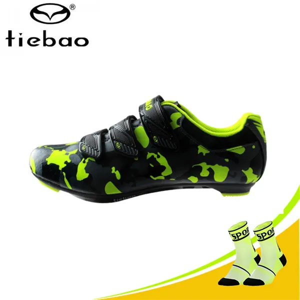 G 1522 with socks Tiebao Pro велосипедная обувь самоблокирующаяся обувь для шоссейного велосипеда зеленая обувь для езды на велосипеде Sapatilha Ciclismo дышащие велосипедные кроссовки - Цвет: G 1522 with socks