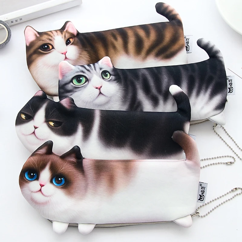 2020 творческий Kawaii моделирование кошка Карандаш Чехол из мягкой ткани стильная