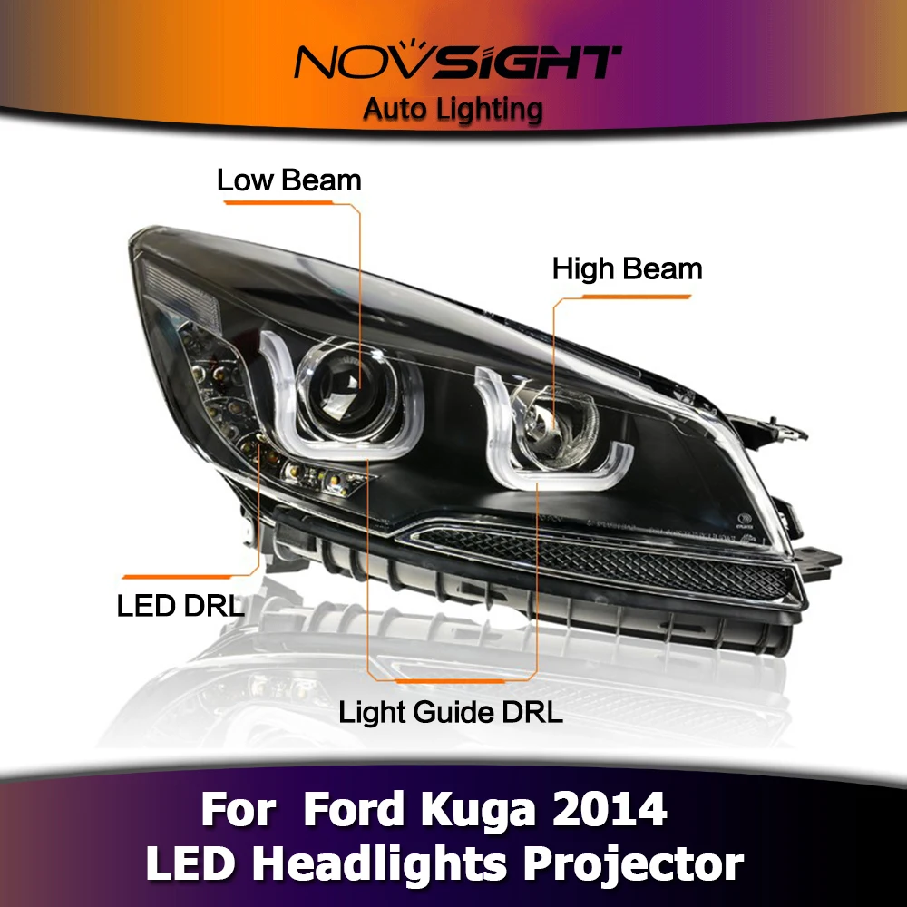 NOVSIGHT стайлинга автомобилей для Ford kuga фары 2014 светодиодный свет bi xenon h7 Ксеноновые