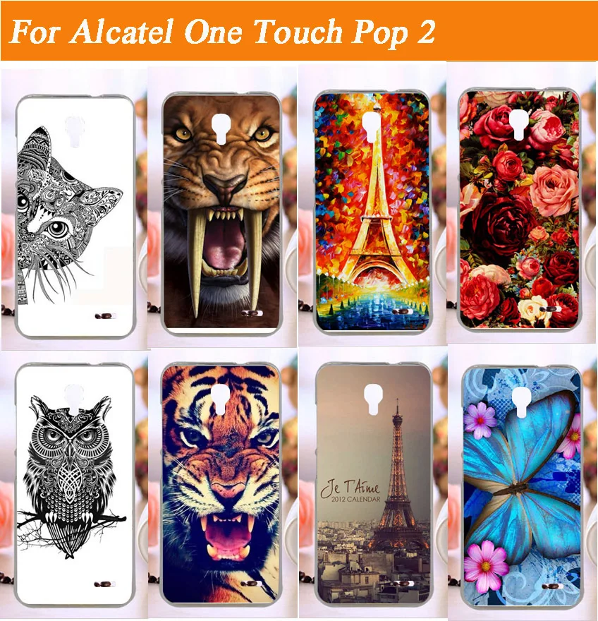 Жесткая задняя крышка с 14 рисунками чехол для сотового телефона кожаная Alcatel one