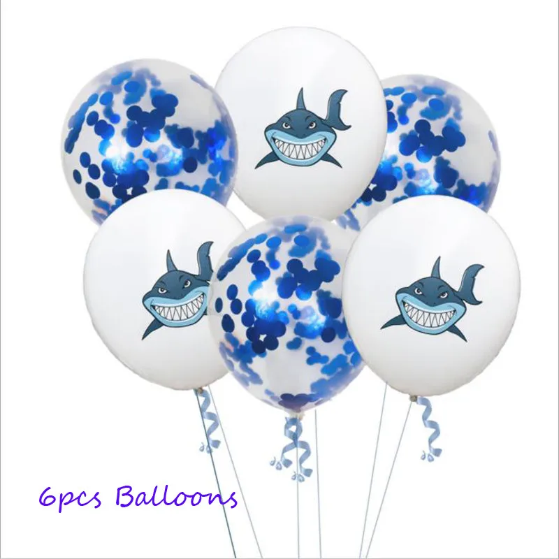 6pcs balloon Omilut Baby Shower Boy Shark принадлежности для дня рождения Детские акулы одноразовые тарелки/чашки/бумажные скатерти Принадлежности Декор - Цвет: 6pcs balloon