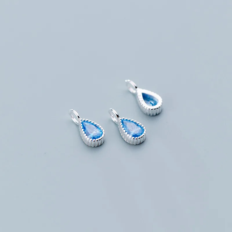 blue 1pcs 925 пробы серебряные подвески в форме капли воды фиолетовые/зеленые/синие драгоценные камни S925 Серебряные украшения Подвески DIY женские украшения подарок - Окраска металла: blue 1pcs
