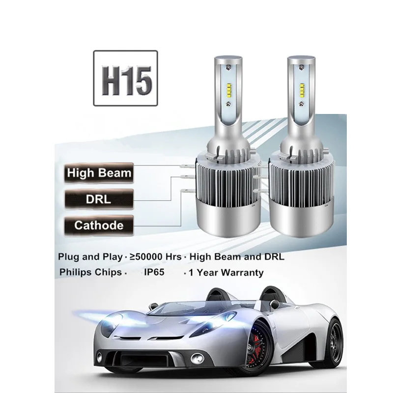 2x H15 Светодиодный 80 Вт 16000LM лампа для автомобильных фар Ford Kuga Golf 7 Mazda CX 5 Audi BMW CANBUS|car