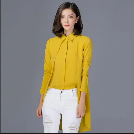 Женская шифоновая блузка кимоно с длинными рукавами имитация двух частей модные