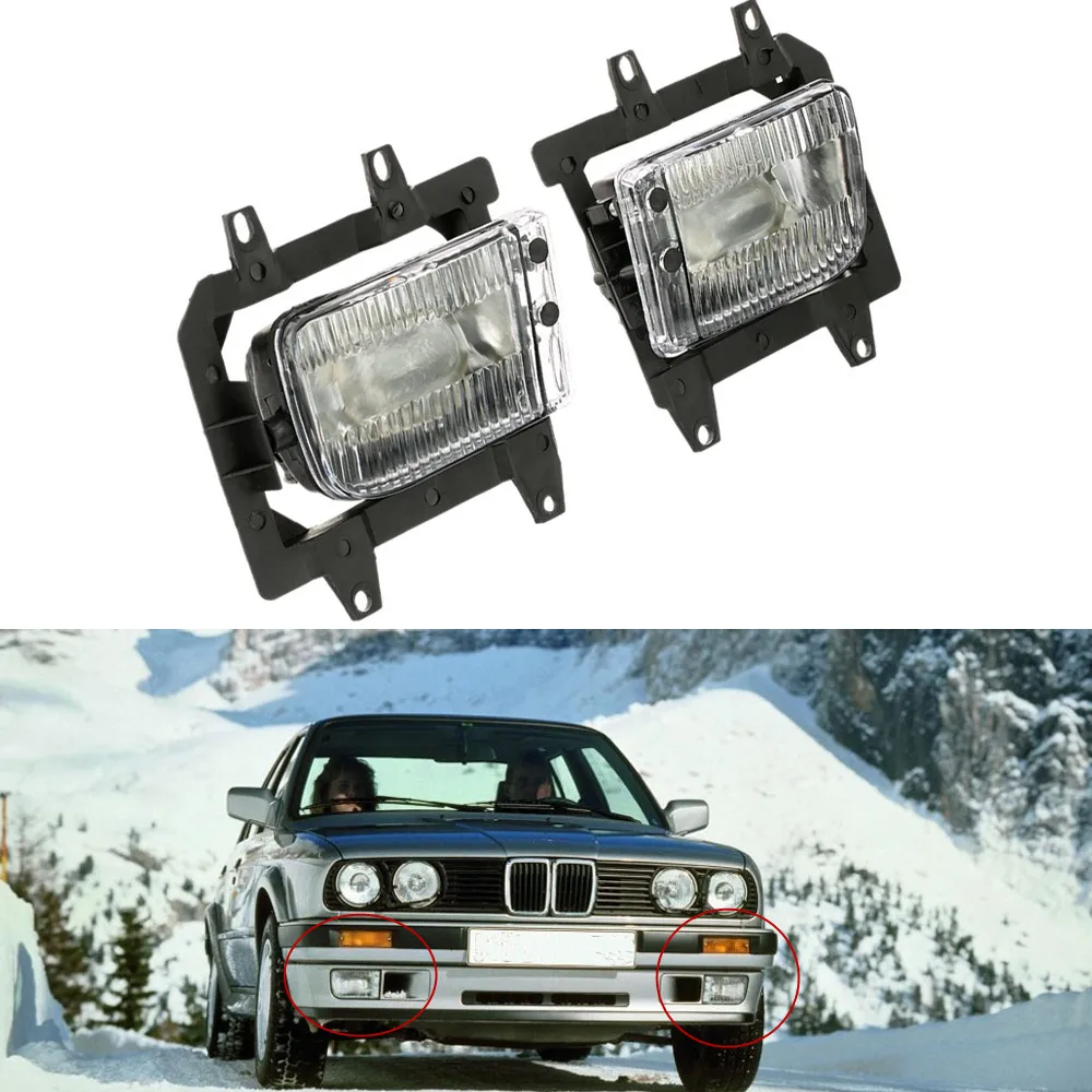 

Fit For BMW 85-93 E30 3-Series Front Bumper Clear Fog Light Lamp Plastic Lens Kit 1985-1993 318i 320i 325i 325iX 325e