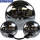 Для Harley 7-дюймовая светодиодная фара для проектора + 4 фары ближнего света 12 для Harley Touring Electra Glide Black 7-дюймовый светодиод