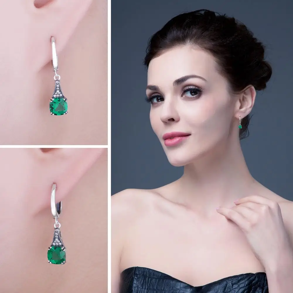 Jewelrypalace классический 2.9ct Подушки Nano России имитации Изумрудный Длинные Висячие